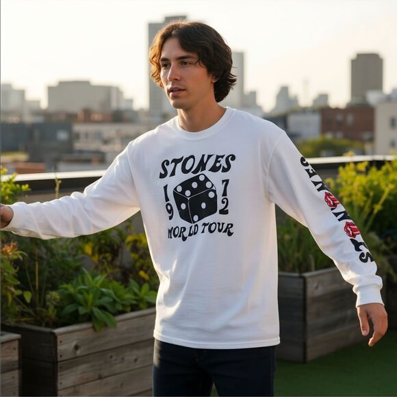 Rolling Stones ✦ 1972 World Tour Shirt ✦ Long Sleeve White Dice Graphic XL NWT - Picture 7 of 7